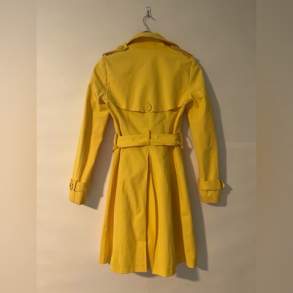 New York & Company Yellow Trench Coat Jacket - Picture 2 of 3